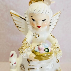 Napco April Angel, April Angel, April Birthday Angel, Napco Angel, Vintage Home Decor, Vintage Easter Decoration, Easter Decoration, Gift image 2