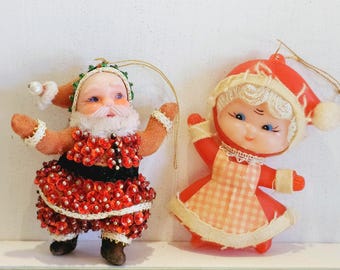 Santa and Mrs Clause Ornaments, Vintage Ornament, Vintage Christmas, Vintage Christmas Decor, Christmas Decoration, Retro Christmas, Gift