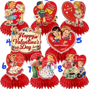 Vintage Valentine Decor, Valentine Day Decor, Vintage Valentine, Valentine Cut Outs, Gift, Retro Valentines, Kitsch, Vintage Reproduction