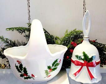 Decoración navideña vintage, cesta navideña, decoración navideña, set de regalo navideño, Navidad vintage, regalo, Navidad retro, Napco, Lefton