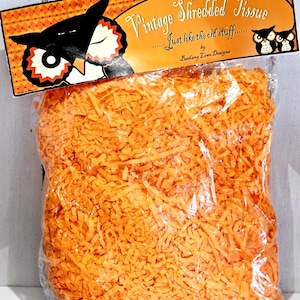 Shredded Orange Paper, Bethany Lowe, Vintage Decor, Vintage Craft Supplies, Halloween Decor, Vintage Halloween Decor, Gift, Retro Halloween