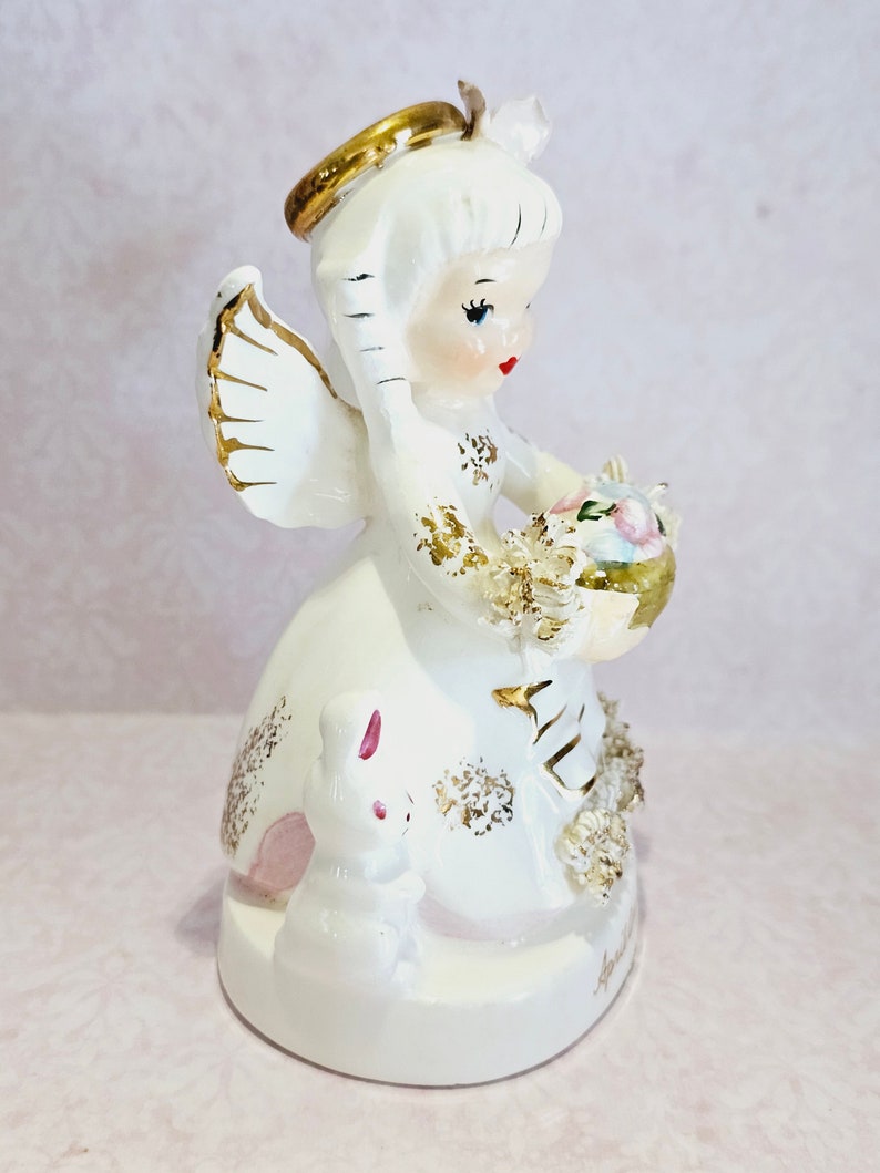 Napco April Angel, April Angel, April Birthday Angel, Napco Angel, Vintage Home Decor, Vintage Easter Decoration, Easter Decoration, Gift image 5