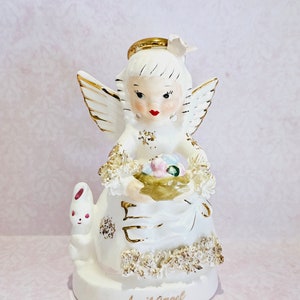 Napco April Angel, April Angel, April Birthday Angel, Napco Angel, Vintage Home Decor, Vintage Easter Decoration, Easter Decoration, Gift image 1