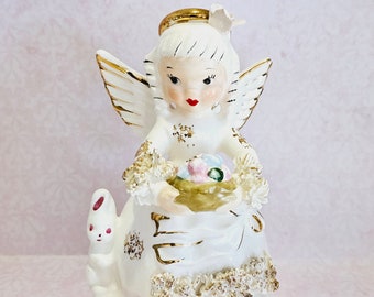 Napco April Angel, April Angel, April Birthday Angel, Napco Angel, Vintage Home Decor, Vintage Easter Decoration, Easter Decoration, Gift