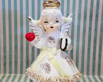 Rare Lefton September Angel, Vintage Angel, September Angel, Birthday Angel, Vintage Decor, Gift, Lefton, Napco, Kitsch, Birthday Gift