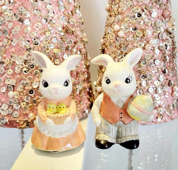 Vintage Easter Bunny Set, Vintage Easter Decor, Easter Decor, Vintage Decor, Easter Gift, Easter Bunny, Vintage Easter, Gift, Napco, Lefton