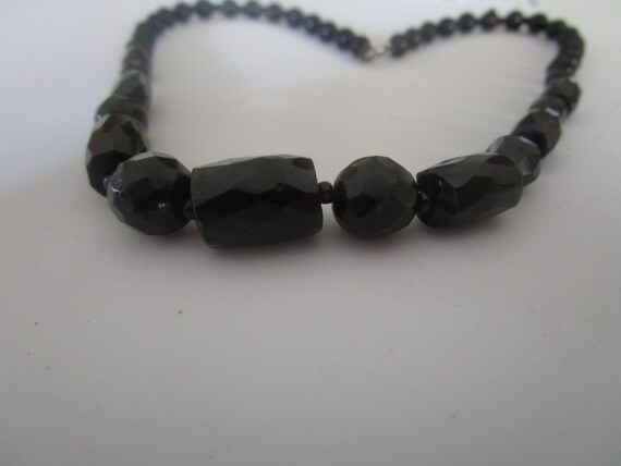 Beautiful Retro 1950's Faceted Black Glass Beaded… - image 2