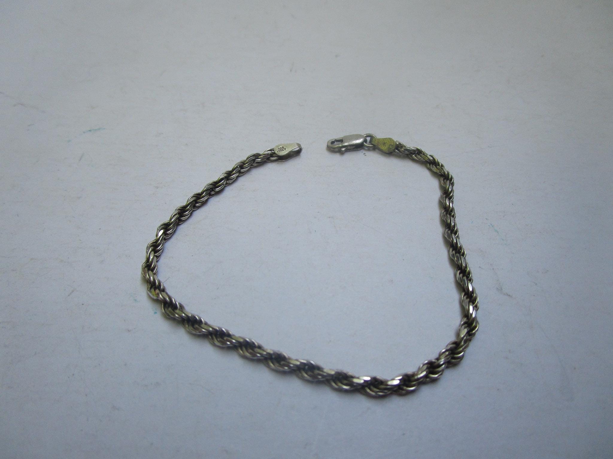 Vintage Italian Sterling Silver Rope Twist Chain Bracelet - Etsy