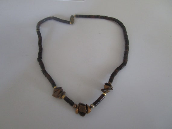 Vtg Native American Heshi Beads & Tiger Eye Stone… - image 1