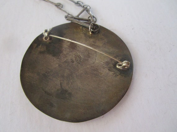 Antique Old Mexico Necklace with Large Engraved S… - image 3