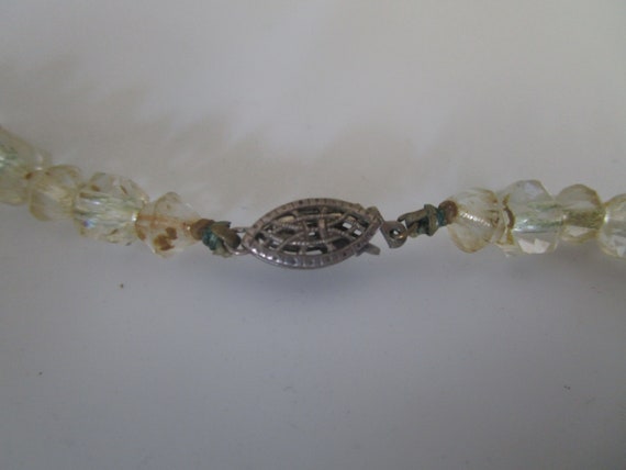 Antique Art Deco Cut Crystal Necklace with Sterli… - image 3