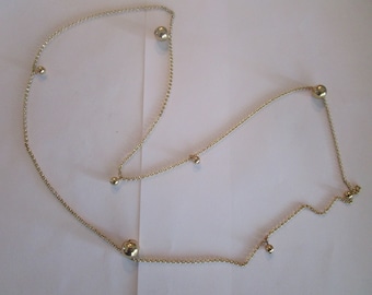 Vtg Gold Tone Chain Necklace with Ball Adornments