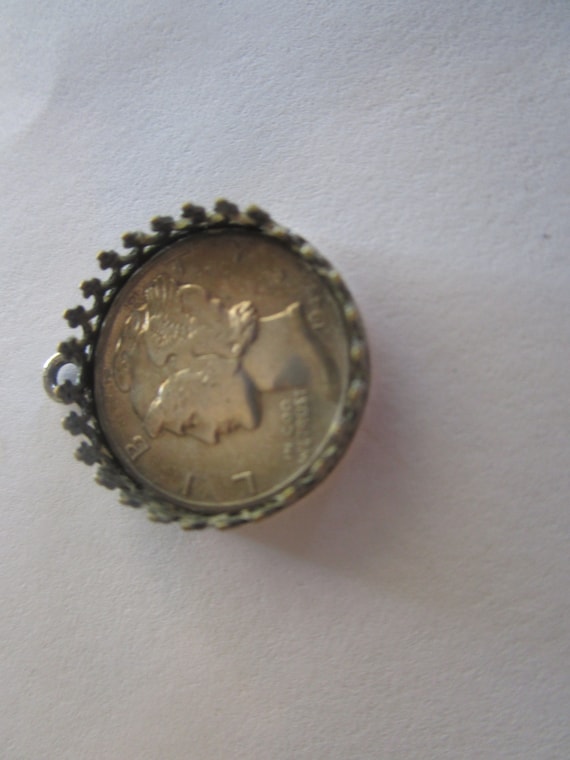 1945 U S Mercury Dime Necklace Pendant with Sterli