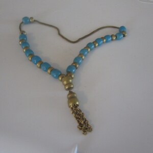 Vtg Retro Turquoise Blue Worry Prayer Beads with Tassel