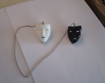 Retro Black & White Mask and Chain Scarf or Dress Clip