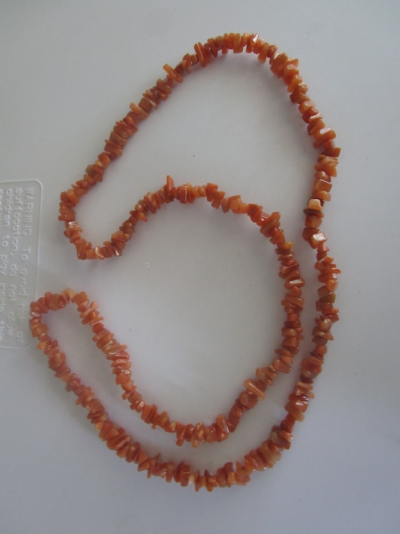 Vtg 36" long Carnelian Stone Beaded Necklace