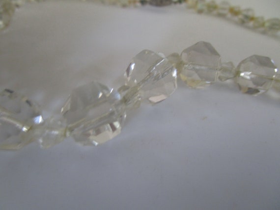 Antique Art Deco Cut Crystal Necklace with Sterli… - image 2