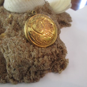 Antique Gold Filled Engraved Photo Locket Pendant