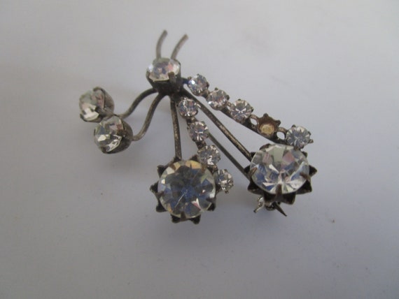 Antique Art Deco Branch Flower Brooch with Austri… - image 1