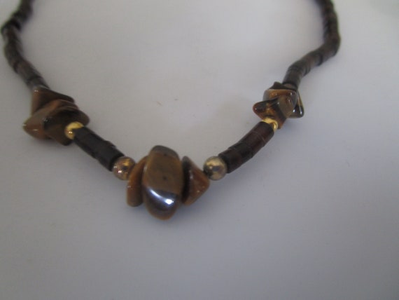 Vtg Native American Heshi Beads & Tiger Eye Stone… - image 2