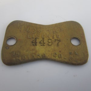 1924 Antique Indiana County Pennsylvania Dog Tag License Brass