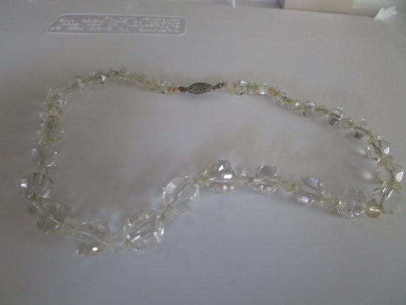 Antique Art Deco Cut Crystal Necklace with Sterli… - image 1