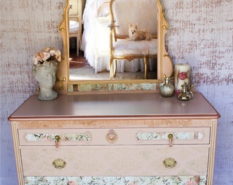 rose gold dresser with mirror Avior Rose Gold Dresser – Luna Furniture main image 0