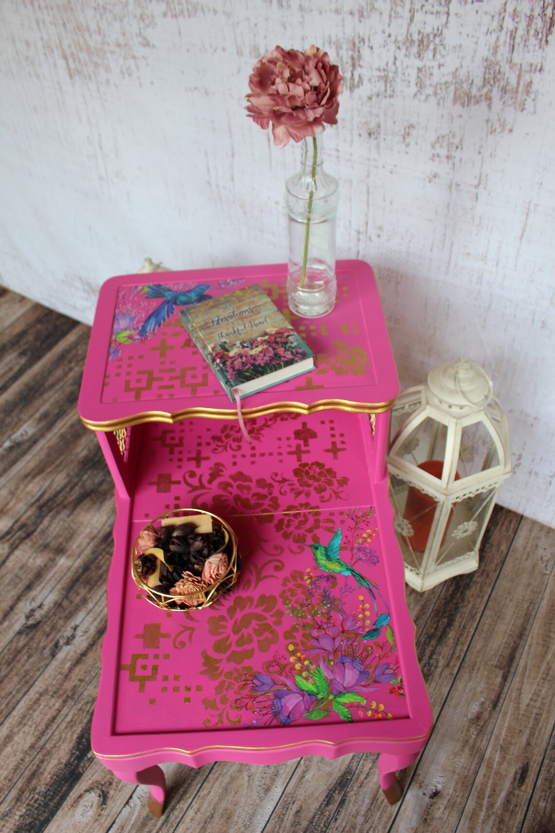 Hot Pink Set of Side Tables midcentury Modern eclectic End Etsy