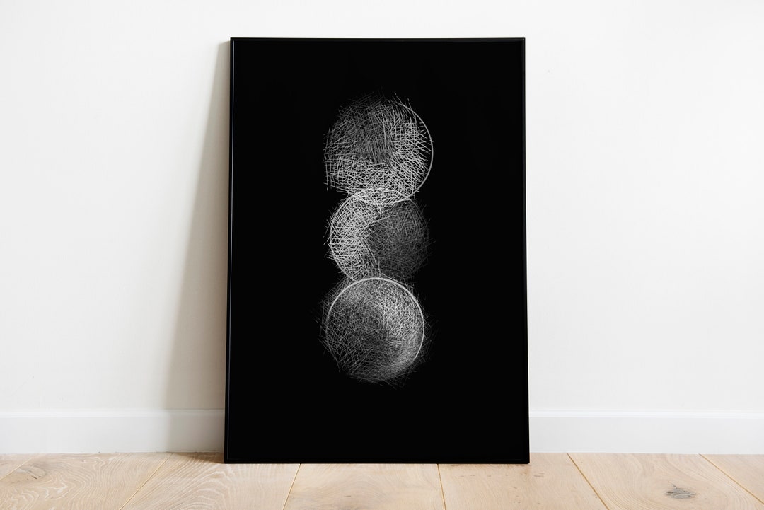 White Dot, White Circle, Black and White Abstract Print, Geometric ...