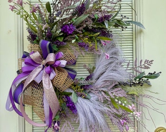 Perfect Purple and Lavender Wreath, All the Colors of Purple Grapevine Wreath, Front Door Wreath, All Season Purple Lover’s Wreath