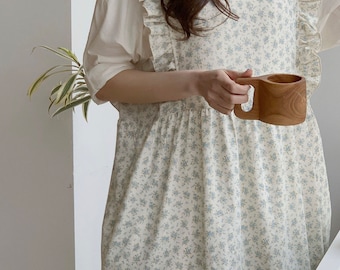 Pure cotton flower ruffle apron