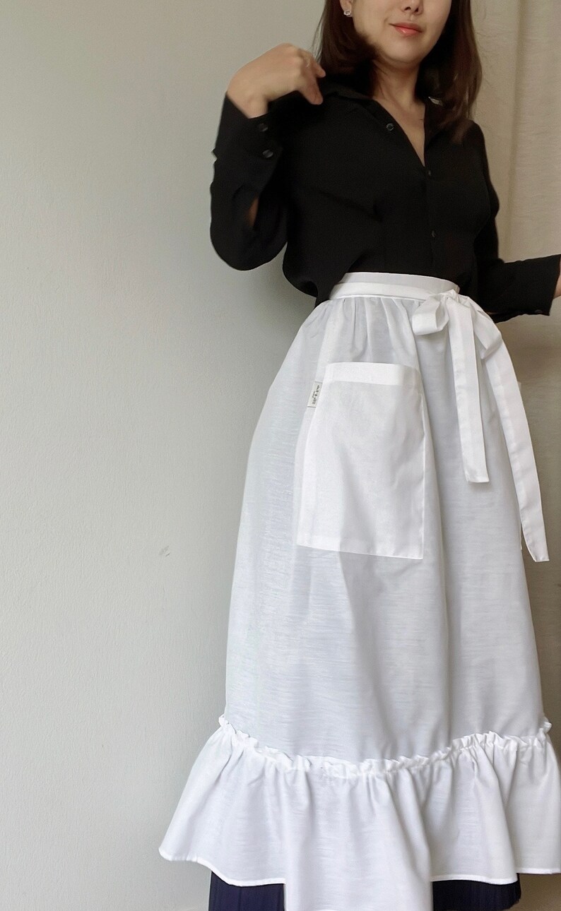 Pure Cotton Ruffle Half Apron Etsy UK