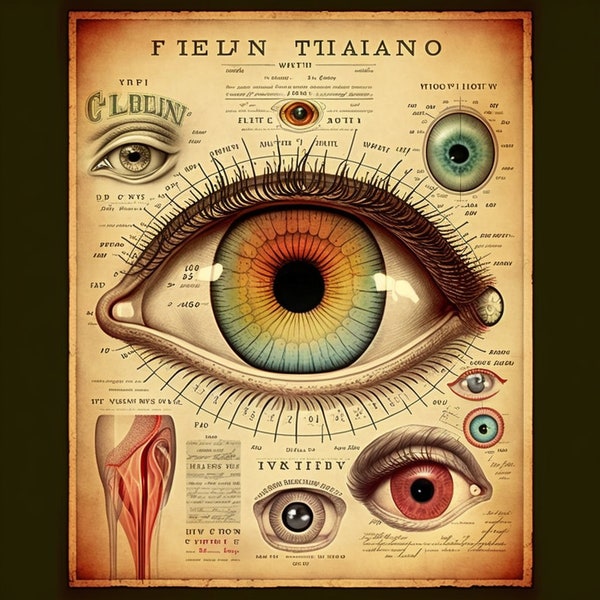 Anatomy of the Eye Poster - Vintage Style Wall Poster Download with Warm Tones