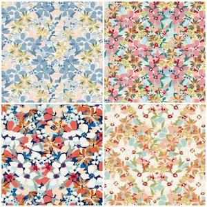 Clarke and Clarke Clementine Floral 100% Cotton Panama Printed Fabric 137cms Wide Usage Curtains, Cushions, Blinds, Craft, Upholstery