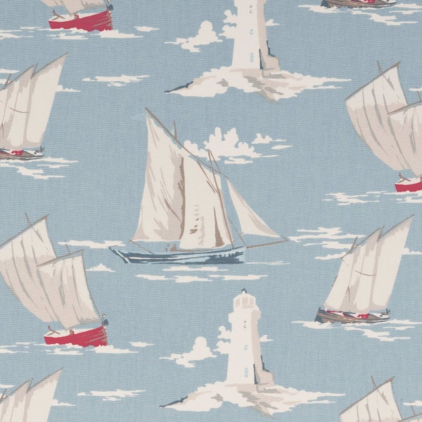 Clarke and Clarke Skipper Marine 100% Cotton  Fabric Usage Curtains ,Craft, Cushions, Blinds ,Light Upholstery