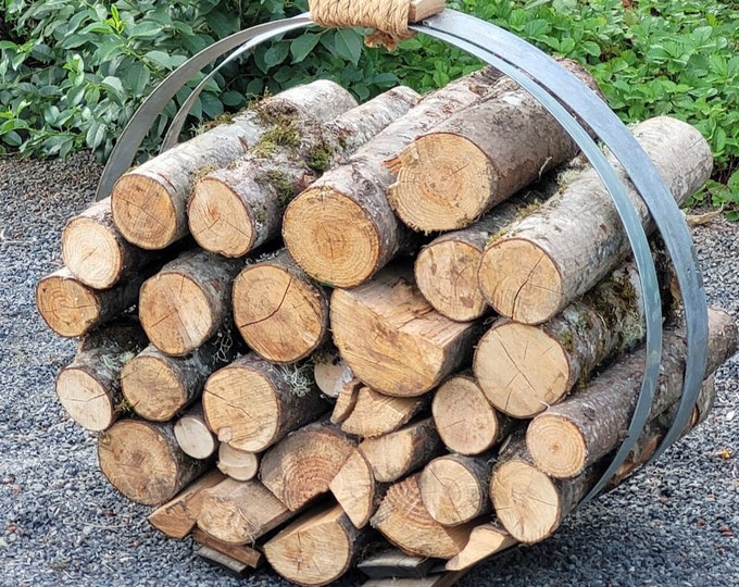 Reclaimed Barrel Hoop Firewood Rack - Etsy