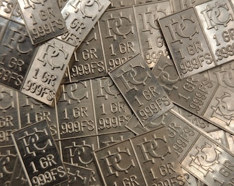 250 Silver Bars 1 Grain each .999 Pure Silver 24 Bars Snaps Apart Pure Silver Bullion Silver Stamps