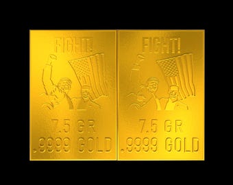 Fight Fight Fight Gold Bar Breaks into Two 7.5 GR Bars Gold Bullion Precious Metal AG Gold Stamp Free Silver Bar Included!! Trump Bullion