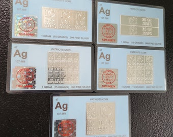 1 Gram Silver Bars 5grams of Silver .999 Silver Bullion (5 pack) Trading Cards Pure Silver Bullion