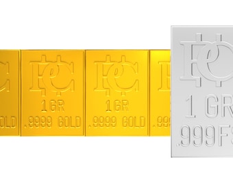Goudbaar 1/3 gram die in 5 staven van één GR uiteenvalt Edelmetaal Goudkorrel Goudbaar GRATIS ZILVER 9999 Goudstempel Ruilkaart