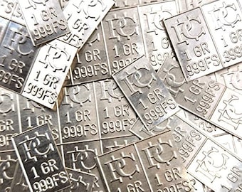 Pure Silver Bars 1 Grain each .999 Pure Silver 24 Bars Snaps Apart Pure Silver Bullion Silver Stamps