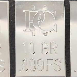 5 lingotes de plata de 10 granos cada uno .999 lingotes de plata pura lingotes de plata pura 50 granos de metal plateado Tarjetas de intercambio