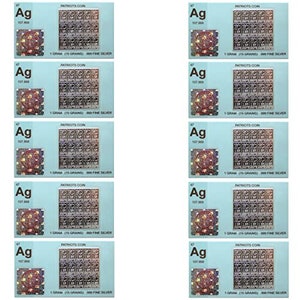10 Pack Silver Bars Deelbaar tot 15 Bars Silver Bullion .999 Silver 1 Gram Silver Bar