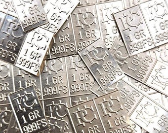 1000 Silver Bars 1 Grain each .999 Pure Silver 24 Bars Snaps Apart Pure Silver Bullion Silver Stamps Silver Trading Cards