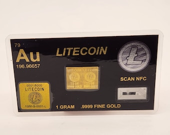 Litecoin Crypto Gold Bars, Pure .9999 Gold Bullion SHIB2 Collection Three 1 Gram Gold Bars, Fractional Gold One Gram Gold Bars for Trading