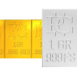 Barra de oro que se rompe en 3 barras de un GR Lingote de oro 0.9999 Tarjeta de intercambio de sellos de oro Metal precioso Barras de oro en grano Plata gratis