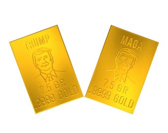 President Trump 2024 Gold Bar Breaks into Two 7.5 GR Bars Gold Bullion Precious Metal AG Gold Stamp Free Silver Bar Included!! Trump Bullion
