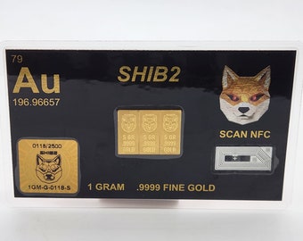SHIB-2 Gold Snap Bar Breaks into 3 Five Grain Bars Gold Bullion Precious Metal AG Gold Stamp Free Silver Bar Included!! Crypto Gold