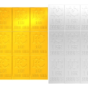 1 Gramm Gold- und Silber-Schnappbarren zerbricht in 15 Ein-GR-Barren Goldbarren Precious Metal AG Goldstempel Silberbarren