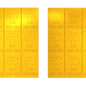 Two 1 Gram Gold Snap Bars Breaks into 15 One GR Bars Gold Bullion Precious Metal AG Gold Stamp FREE Silver Like Valacmbi Bars Au Ag Coin
